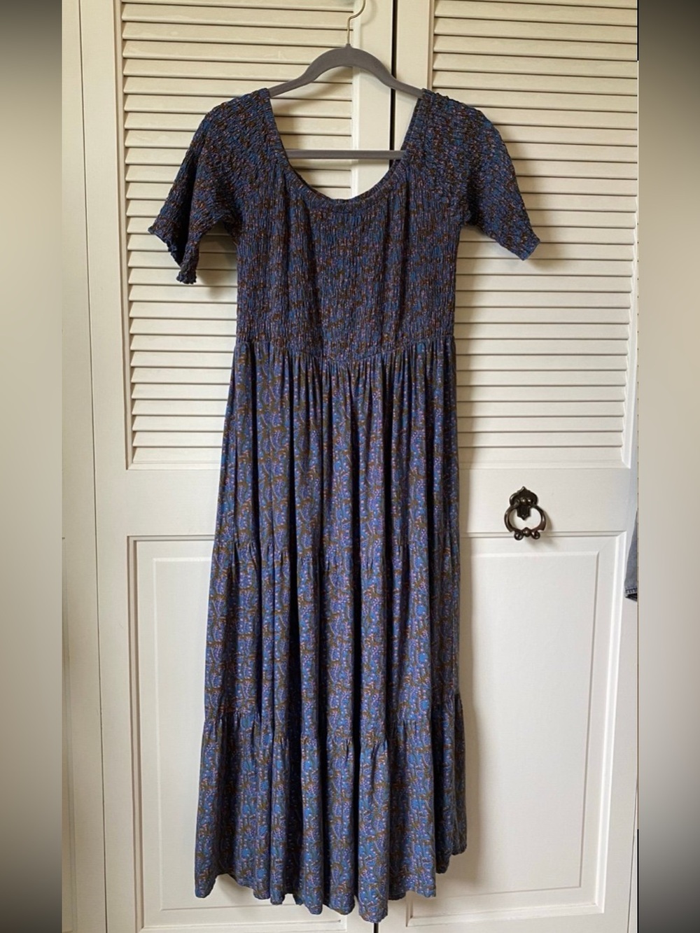 NATURAL LIFE Blue Paisley Smocked Maxi Dress